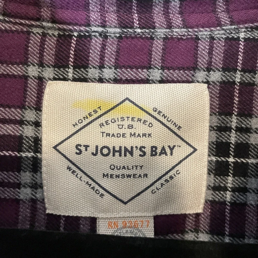 St John's Bay Mens S Purple Plaid Flannel Shirt NWT Cotton Button Down